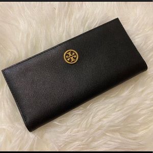 New ToryBurch Saffiano Leather Black Bifold Wallet